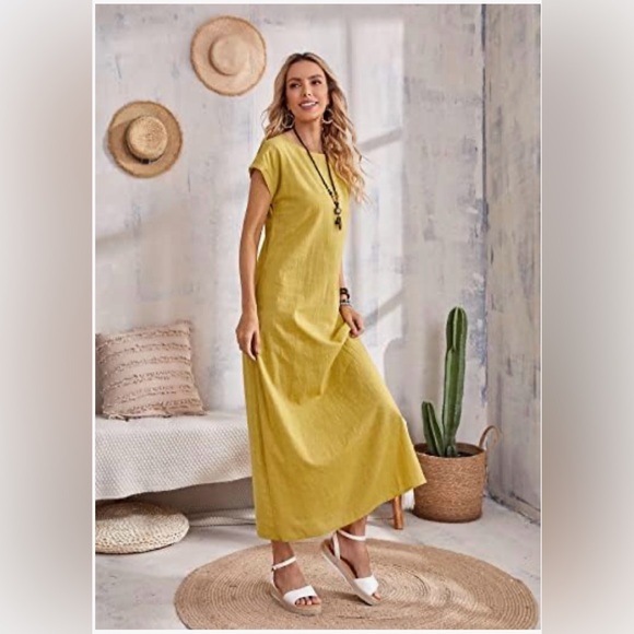 Dresses & Skirts - 100% Cotton Yellow Midi Dress Excellent Condition